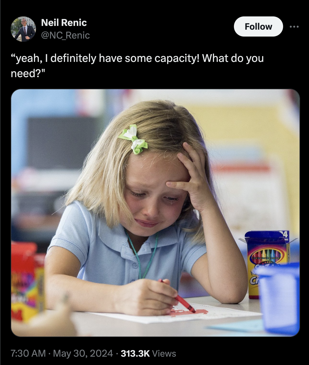 crying drawing kid meme - Neil Renic "yeah, I definitely have some capacity! What do you need?" Views